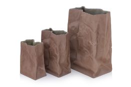 A GRADUATED SET OF THREE ROSENTHAL PORCELAIN 'PAPER BAGS' BY TAPIO WIRKKALA