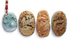 A GROUP OF FOUR JADEITE CARVINGS