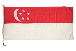 A VERY LARGE VINTAGE LINEN SINGAPORE FLAG