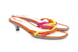 PRADA - A PAIR OF MULTICOLOURED LEATHER SANDALS