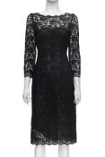 DOLCE & GABBANA - A BLACK LACE THREE-QUARTER SLEEVE DRESS