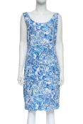 PRADA - A BLUE AND WHITE PORCELAIN TILE PRINT DRESS, RESORT 2011