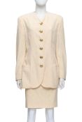 GIANNI VERSACE COUTURE - A CREAM SKIRT AND BLAZER SET