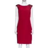 MARCHESA NOTTE - A RED SLEEVELESS DRESS WITH EMBELLISHED SHOULDERS