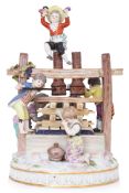 A LARGE MEISSEN PORCELAIN WINEMAKERS GROUP