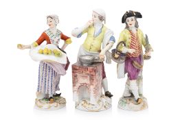 A GROUP OF THREE MEISSEN PORCELAIN FIGURES FROM THE 'CRIS DE PARIS'