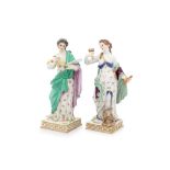 TWO MEISSEN PORCELAIN ALLEGORICAL FIGURES OF THE ARTS