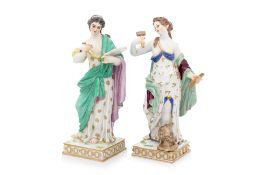 TWO MEISSEN PORCELAIN ALLEGORICAL FIGURES OF THE ARTS