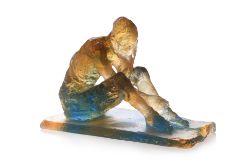 A DAUM PATE DE VERRE 'LE PENSEUR' PATE DE VERRE FIGURE BY MICHEL HOUPLAIN