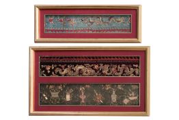 THREE CHINESE EMBROIDERED TEXTILE PANELS