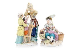 TWO MEISSEN PORCELAIN CHINOISERIE GROUPS