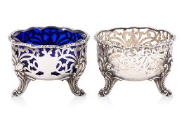 A PAIR OF VICTORIAN STERLING SILVER SALT CELLARS