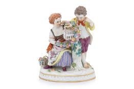 A MEISSEN PORCELAIN FIGURAL GROUP OF CHILDREN EMBLEMATIC OF SPRING