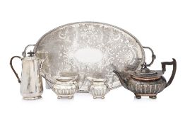 A GROUP OF FIVE SILVER PLATED ITEMS