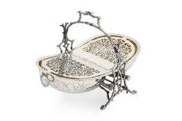 A VICTORIAN SILVER PLATED FOLDING BISCUIT BOX