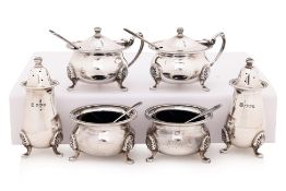 AN ENGLISH STERLING SILVER SIX PIECE CONDIMENT SET (6)