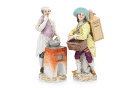 TWO MEISSEN PORCELAIN FIGURES FROM THE 'CRIS DE PARIS'