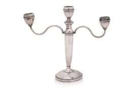 AN ENGLISH STERLING SILVER THREE LIGHT CANDELABRUM