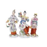 THREE MEISSEN PORCELAIN CHINOISERIE FIGURES
