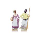A PAIR OF MEISSEN PORCELAIN 'COMMEDIA DELL'ARTE' FIGURES