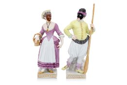 A PAIR OF MEISSEN PORCELAIN 'COMMEDIA DELL'ARTE' FIGURES