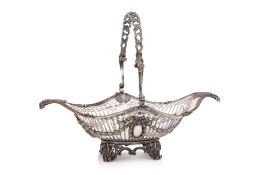 A VICTORIAN SILVER PLATED SWING HANDLED BASKET