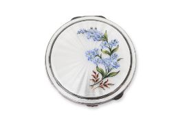 AN ENGLISH SILVER AND ENAMEL POWDER COMPACT