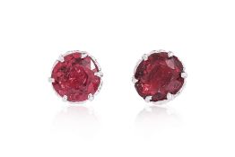 A PAIR OF SPINEL STUD EARRINGS