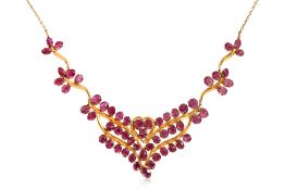 A RUBY 'FLORAL' NECKLACE