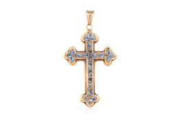AN ANTIQUE ENAMEL CROSS PENDANT