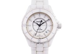 A CHANEL J12 DIAMOND WHITE WATCH