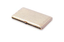 AN ART DECO SAPPHIRE AND ENAMEL GOLD CIGARETTE CASE