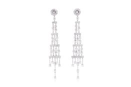 A PAIR OF DIAMOND CHANDELIER EARRINGS
