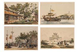 A GROUP OF FOUR VIEWS FROM 'SKETCHES OF CHINA AND THE CHINESE DRAWINGS', AUGUSTE BORGET, C. 1842