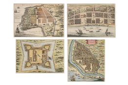 A GROUP OF FOUR ENGRAVINGS OF INDIAN TOWNS AND FORTS, JOHAN NIEUHOFF, 1732