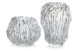 ION TAMAIAN (ROMAINIAN, B. 1954) - TWO TEXTURED GLASS VASES