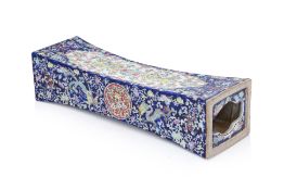 A RECTANGULAR ENAMELLED PORCELAIN PILLOW