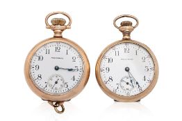 TWO WALTHAM GOLD PLATED POCKET WATCHES
