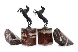 TWO PAIRS OF MARBLE BOOKENDS