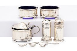 A FIVE PIECE SILVER CONDIMENT SET