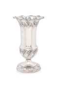 A VICTORIAN SILVER REPOUSSÉ VASE