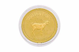 SINGAPORE, 'YEAR OF THE GOAT' $500 GOLD COIN, 1991