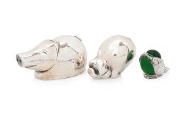 A GROUP OF THREE SILVER AND SILVER PLATED ANIMALS