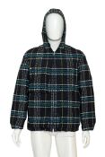 MARNI - A BLACK CHECK PRINT HOODED JACKET