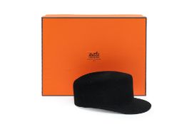 HERMES - A BLACK RABBIT FELT CAP