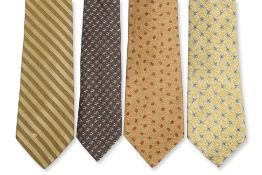 HERMÈS, BULGARI AND VALENTINO - A GROUP OF FOUR MEN'S DESIGNER TIES INCLUDING