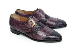 MAURI - A PAIR OF EXOTIC LEATHER MONK STRAP SHOES
