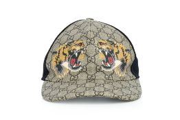 GUCCI - A GG SUPREME TIGER PRINT BASEBALL CAP