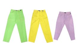 VERSACE JEANS COUTURE - THREE PAIRS OF COLOURED JEANS