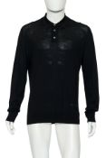 LOUIS VUITTON - A BLACK LONG SLEEVE POLO SHIRT